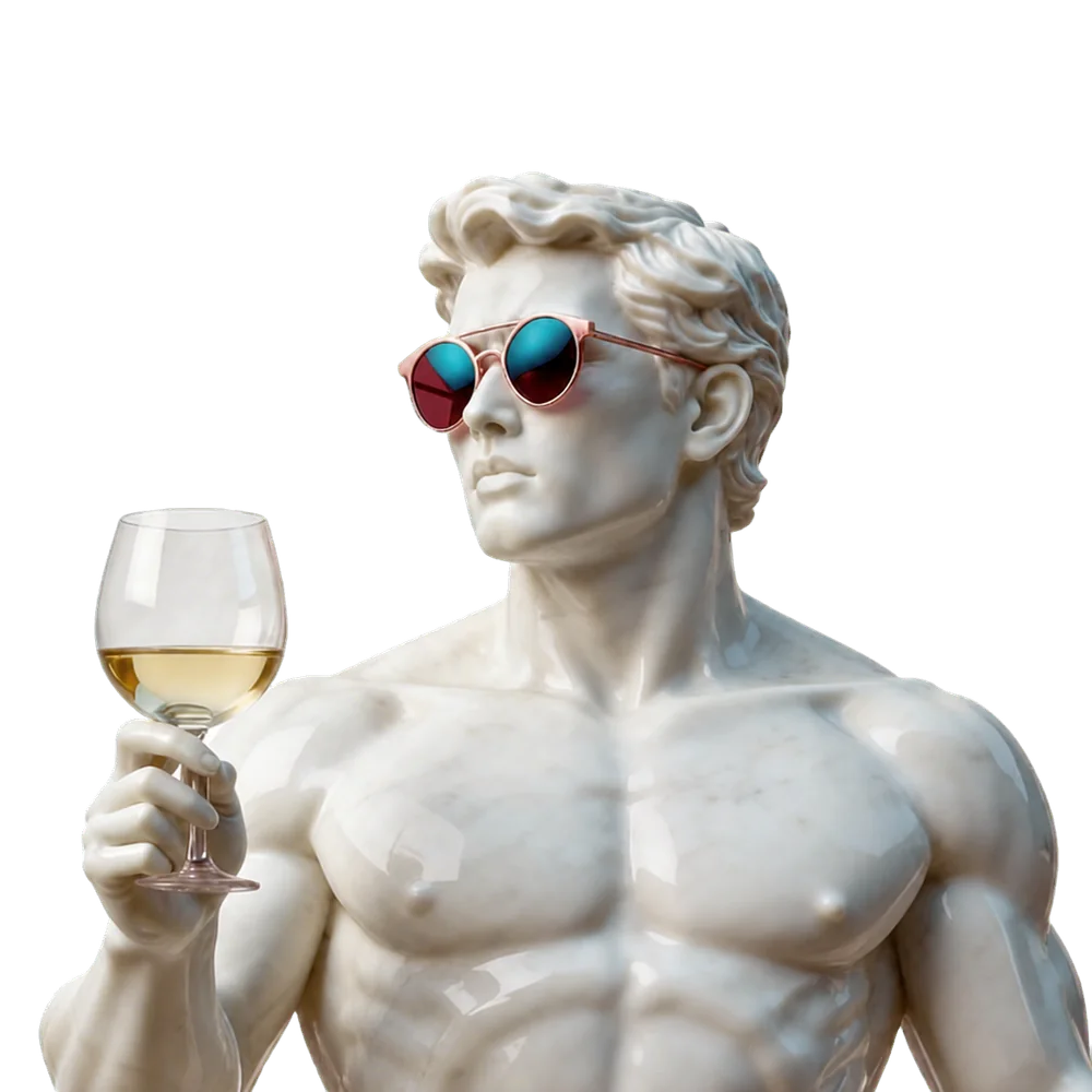 Statua Rip-Party con occhiali da sole e calice